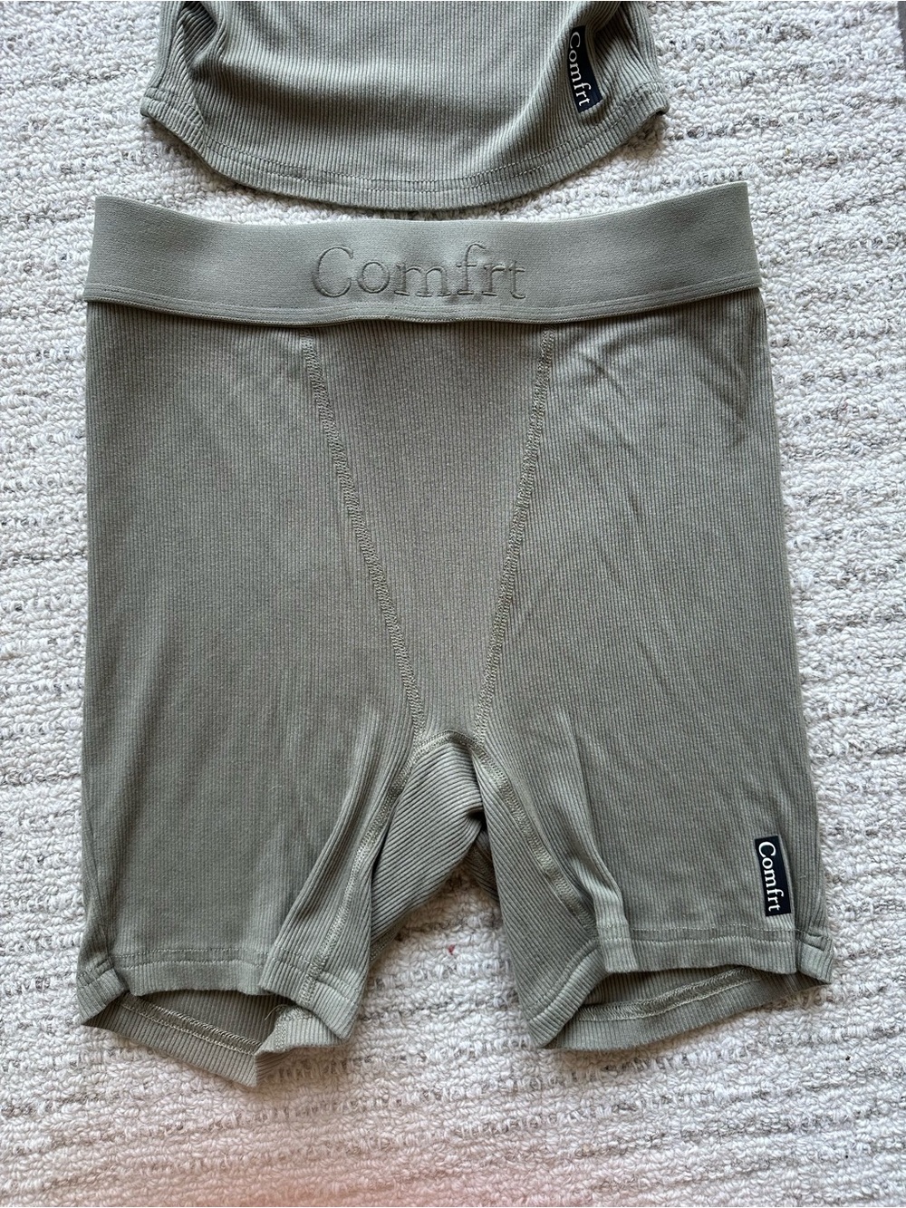 Comfrt Ribbed Tank & Short Set in Sage Green - Picture 3 of 6